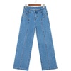 image:imageSidefeel Womens Wide Leg Jeans High Waisted Stretchy Straight Leg Front Seam Denim Pants with PocketsLight Blue