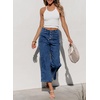 image:imageSidefeel Womens Wide Leg Jeans High Waisted Stretchy Straight Leg Jeans Buttoned Loose Denim Pants with Pocket Sail Blue Size 8 Long