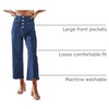 image:imageSidefeel Womens Wide Leg Jeans High Waisted Stretchy Straight Leg Jeans Buttoned Loose Denim Pants with Pocket Sail Blue Size 8 Long