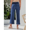 image:imageSidefeel Womens Wide Leg Jeans High Waisted Stretchy Straight Leg Jeans Buttoned Loose Denim Pants with Pocket Sail Blue Size 8 Long