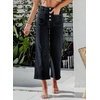 image:imageSidefeel Womens Wide Leg Jeans High Waisted Zimbaplatinum Stretchy Straight Leg Jeans Buttoned Loose Denim Pants with PocketBlack