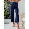 image:imageSidefeel Womens Wide Leg Jeans High Waisted Zimbaplatinum Stretchy Straight Leg Jeans Buttoned Loose Denim Pants with PocketBluing