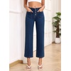 image:imageSidefeel Womens Wide Leg Jeans High Waisted Zimbaplatinum Stretchy Straight Leg Jeans Buttoned Loose Denim Pants with PocketBluing