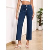 image:imageSidefeel Womens Wide Leg Jeans High Waisted Zimbaplatinum Stretchy Straight Leg Jeans Buttoned Loose Denim Pants with PocketBluing