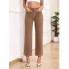image:imageSidefeel Womens Wide Leg Jeans High Waisted Zimbaplatinum Stretchy Straight Leg Jeans Buttoned Loose Denim Pants with PocketBrown