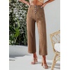 image:imageSidefeel Womens Wide Leg Jeans High Waisted Zimbaplatinum Stretchy Straight Leg Jeans Buttoned Loose Denim Pants with PocketBrown