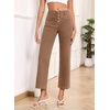 image:imageSidefeel Womens Wide Leg Jeans High Waisted Zimbaplatinum Stretchy Straight Leg Jeans Buttoned Loose Denim Pants with PocketBrown