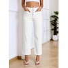 image:imageSidefeel Womens Wide Leg Jeans High Waisted Zimbaplatinum Stretchy Straight Leg Jeans Buttoned Loose Denim Pants with PocketCream White