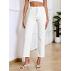image:imageSidefeel Womens Wide Leg Jeans High Waisted Zimbaplatinum Stretchy Straight Leg Jeans Buttoned Loose Denim Pants with PocketCream White