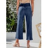 image:imageSidefeel Womens Wide Leg Jeans High Waisted Zimbaplatinum Stretchy Straight Leg Jeans Buttoned Loose Denim Pants with PocketDeepsea Blue