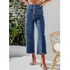 image:imageSidefeel Womens Wide Leg Jeans High Waisted Zimbaplatinum Stretchy Straight Leg Jeans Buttoned Loose Denim Pants with PocketDeepsea Blue