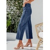image:imageSidefeel Womens Wide Leg Jeans High Waisted Zimbaplatinum Stretchy Straight Leg Jeans Buttoned Loose Denim Pants with PocketDeepsea Blue