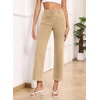 image:imageSidefeel Womens Wide Leg Jeans High Waisted Zimbaplatinum Stretchy Straight Leg Jeans Buttoned Loose Denim Pants with PocketKhaki