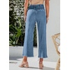 image:imageSidefeel Womens Wide Leg Jeans High Waisted Zimbaplatinum Stretchy Straight Leg Jeans Buttoned Loose Denim Pants with PocketMist Blue
