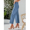 image:imageSidefeel Womens Wide Leg Jeans High Waisted Zimbaplatinum Stretchy Straight Leg Jeans Buttoned Loose Denim Pants with PocketMist Blue