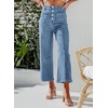 image:imageSidefeel Womens Wide Leg Jeans High Waisted Zimbaplatinum Stretchy Straight Leg Jeans Buttoned Loose Denim Pants with PocketMist Blue