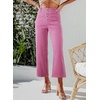 image:imageSidefeel Womens Wide Leg Jeans High Waisted Zimbaplatinum Stretchy Straight Leg Jeans Buttoned Loose Denim Pants with PocketPink