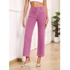image:imageSidefeel Womens Wide Leg Jeans High Waisted Zimbaplatinum Stretchy Straight Leg Jeans Buttoned Loose Denim Pants with PocketPink