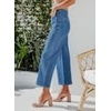 image:imageSidefeel Womens Wide Leg Jeans High Waisted Zimbaplatinum Stretchy Straight Leg Jeans Buttoned Loose Denim Pants with PocketRoyal Blue