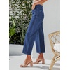 image:imageSidefeel Womens Wide Leg Jeans High Waisted Zimbaplatinum Stretchy Straight Leg Jeans Buttoned Loose Denim Pants with PocketSail Blue