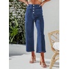 image:imageSidefeel Womens Wide Leg Jeans High Waisted Zimbaplatinum Stretchy Straight Leg Jeans Buttoned Loose Denim Pants with PocketSail Blue