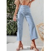 image:imageSidefeel Womens Wide Leg Jeans High Waisted Zimbaplatinum Stretchy Straight Leg Jeans Buttoned Loose Denim Pants with PocketSky Blue