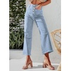 image:imageSidefeel Womens Wide Leg Jeans High Waisted Zimbaplatinum Stretchy Straight Leg Jeans Buttoned Loose Denim Pants with PocketSky Blue