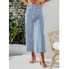 image:imageSidefeel Womens Wide Leg Jeans High Waisted Zimbaplatinum Stretchy Straight Leg Jeans Buttoned Loose Denim Pants with PocketSky Blue