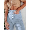 image:imageSidefeel Womens Wide Leg Jeans High Waisted Zimbaplatinum Stretchy Straight Leg Jeans Buttoned Loose Denim Pants with PocketSky Blue