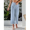 image:imageSidefeel Womens Wide Leg Jeans High Waisted Zimbaplatinum Stretchy Straight Leg Jeans Buttoned Loose Denim Pants with PocketSky Blue