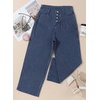 image:imageSidefeel Womens Wide Leg Jeans High Waisted Zimbaplatinum Stretchy Straight Leg Jeans Buttoned Loose Denim Pants with PocketSky Blue Stripe