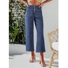 image:imageSidefeel Womens Wide Leg Jeans High Waisted Zimbaplatinum Stretchy Straight Leg Jeans Buttoned Loose Denim Pants with PocketSky Blue Stripe