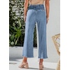 image:imageSidefeel Womens Wide Leg Jeans High Waisted Zimbaplatinum Stretchy Straight Leg Jeans Buttoned Loose Denim Pants with PocketWater Blue