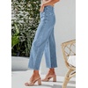 image:imageSidefeel Womens Wide Leg Jeans High Waisted Zimbaplatinum Stretchy Straight Leg Jeans Buttoned Loose Denim Pants with PocketWater Blue