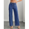 image:imageSidefeel Womens Wide Leg Jeans Mid Waisted Stretchy Drawstring Button Down Denim PantsDark Blue