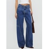 image:imageSidefeel Womens Wide Leg Jeans Mid Waisted Stretchy Drawstring Button Down Denim PantsDark Blue