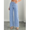 image:imageSidefeel Womens Wide Leg Jeans Mid Waisted Stretchy Drawstring Button Down Denim PantsIceland Blue