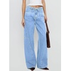 image:imageSidefeel Womens Wide Leg Jeans Mid Waisted Stretchy Drawstring Button Down Denim PantsIceland Blue