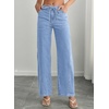 image:imageSidefeel Womens Wide Leg Jeans Mid Waisted Stretchy Drawstring Button Down Denim PantsIceland Blue