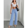 image:imageSidefeel Womens Wide Leg Jeans Mid Waisted Stretchy Drawstring Button Down Denim PantsIceland Blue