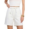 image:imageSIDEFEEL Womens Jean Shorts High Waisted Stretchy Summer Drawstring Elastic Waist Baggy Denim ShortsWhite