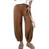 image:imageSidefeel Barrel Jeans for Women Trendy Wide Leg High Waisted Cropped Baggy Relax Fit Stretch Pocketed Denim Ankle PantsBrown