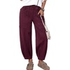 image:imageSidefeel Barrel Jeans for Women Trendy Wide Leg High Waisted Cropped Baggy Relax Fit Stretch Pocketed Denim Ankle PantsBurgundy