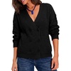 image:imageSidefeel Cardigan Sweaters for Women Long Sleeve Wrap V Neck Double Breasted Cable Knit Oversized Chunky Sweater CoatBlack