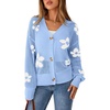 image:imageSidefeel Cardigan for Women Crochet Knit Button See Through Lightweight Long Sleeve Sweater TopsSky Blue