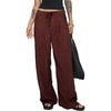 image:imageSidefeel Corduroy Pants Women Wide Leg High Waisted Elastic Drawstring Loose Baggy Fall Winter Casual PantsBurgundy