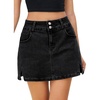 image:imageSidefeel Jean Skorts for Woman High Waisted Casual Stretchy Jean Skirt Side Slit Mini Denim Skirt with PocketsBlack
