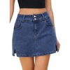 image:imageSidefeel Jean Skorts for Woman High Waisted Casual Stretchy Jean Skirt Side Slit Mini Denim Skirt with PocketsBlue