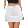 image:imageSidefeel Jean Skorts for Woman High Waisted Casual Stretchy Jean Skirt Side Slit Mini Denim Skirt with PocketsWhite