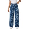 image:imageSidefeel Jeans for Women Wide Leg High Waist Baggy Boyfriends Straight Leg Stretchy Floral Print Denim PantsBig Floral Blue